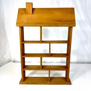 Vintage Wooden House Shaped Display Shelf Wall Decor Cottagecore